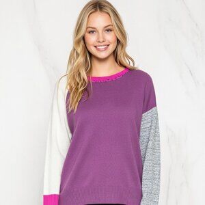 Lisa Todd Colorblock Cashmere Blend Sweater, Size M
